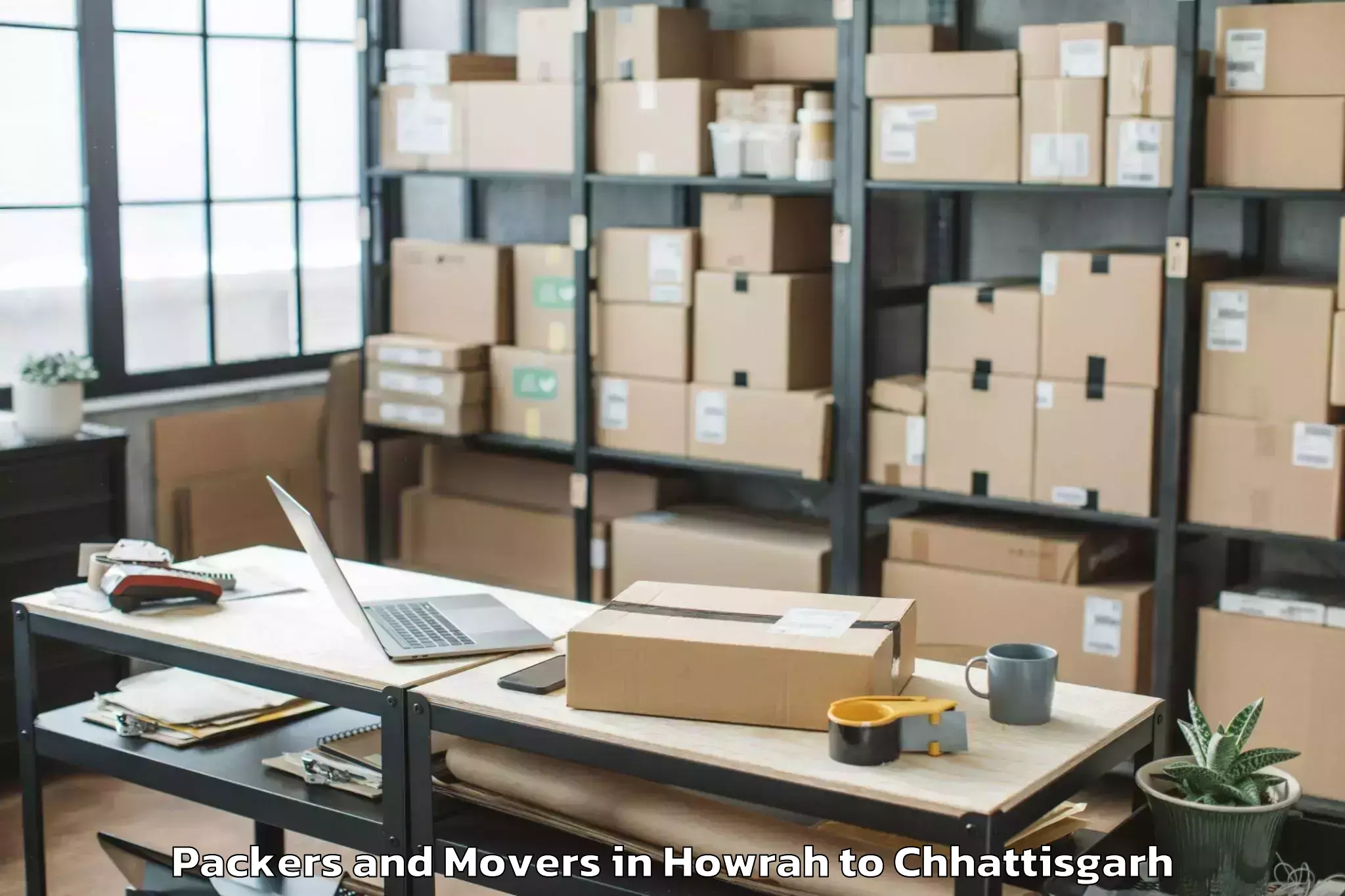 Professional Howrah to Kondagaon Packers And Movers